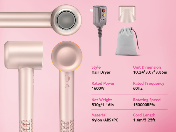 2-Speed 150000 RPM Fast Drying Hair Dryer-5 Colors - PinShop